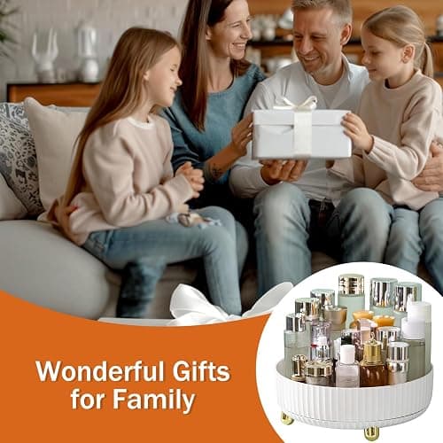 Bekeify 360 Rotating Makeup Organiser Storage Large Capacity Stylish Cosmetic Organiser for Lipsticks Perfume Skincare Organizer for Vanity & Dressing Table Bathroom Bedroom, White thumbnail 7
