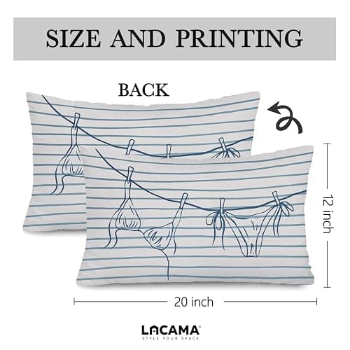 Lacama Coastal Throw Pillow Cover 12x20, Coastal Room Decor, Blue Dorm Decor, Preppy Bikini Prints Decorative Throw Pillow Covers Pillowcases for Couch Bed Girly Room Bedroom Dorm thumbnail 3
