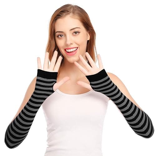 Bienvenu Punk Gothic Rock Long Arm Warmer Fingerless Gloves thumbnail 3