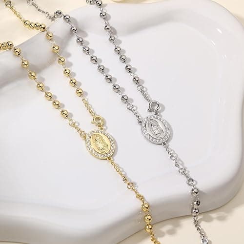FEEL STYLE Virgin Mary Rosary Necklace for Women - 14K Gold Plated Y-Necklace for Women Cross Necklace Religious Jewelry thumbnail 6