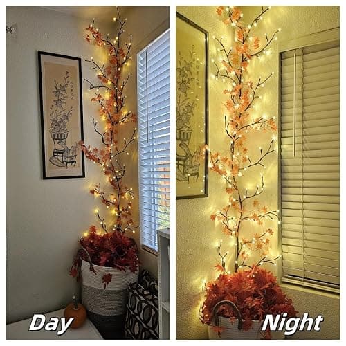 Enchanted Willow Vine Room Decor: 7.5Ft Christmas Decorations Flexible Fairy Lights with Remote Control, 144 LEDs Twinkle Tree Lighted Branches for Wall Bedroom Living Room (2 Pack) thumbnail 6