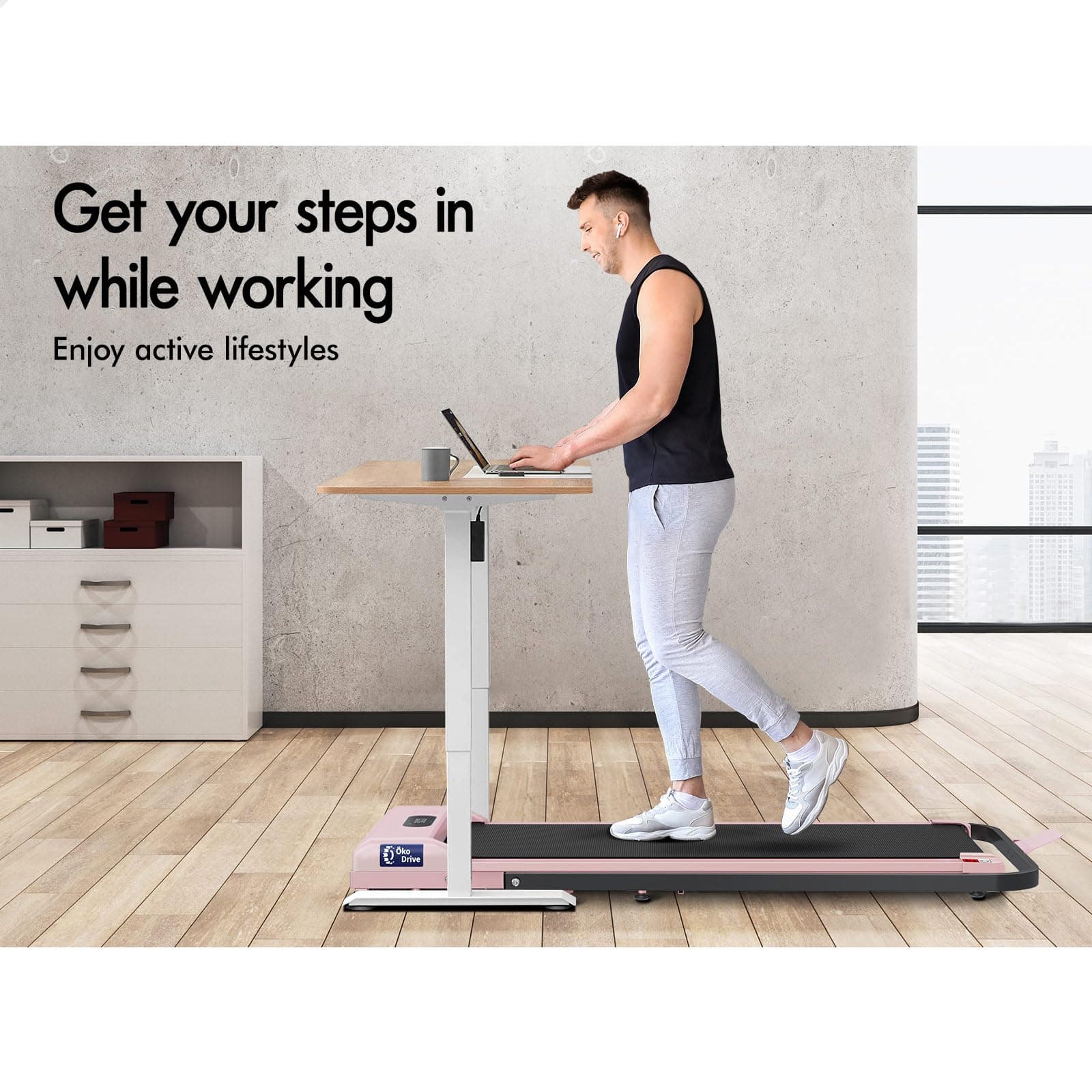 BLACK LORD Foldable Walking Pad Treadmill with Handle 2.4HP, 380mm Belt Running Machine for Home Gym, Portable Under Desk Treadmill Trainer with Remote Control, SL9-H Series thumbnail 5
