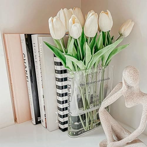 Puransen Clear Book Flowers Vase - Cute Bookshelf Decor; Unique Vase for Book Lovers, Artistic and Cultural Flavor Acrylic Vases for Home Office Decor (Not Including Flowers) - Clear - B - Image 1
