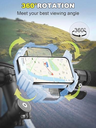 CRUIHOG Bicycle Cell Phone Holder,Handlebar Motorcyle Bike Phone Holder,Handlebar Phone Clamp,1s Lock & Ultra-Stable,Silicone Wrapped Phone Mount,Phone Stand for E-Bike,Scooter,Stroller,ATV thumbnail 4