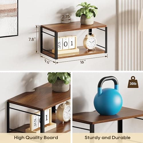 NANAGIFTREE Floating Nightstand, Wood Bedside Shelf Wall Mounted Nightstand, Floating Bedside Table Wall Shelf for Bedroom, Living Room, Bathroom, Kitchen, Office (Vintage Brown) thumbnail 2