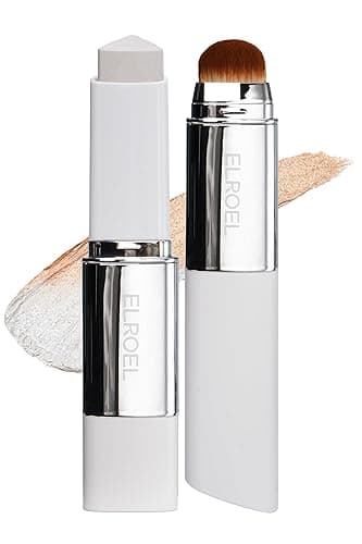 ELROEL BLANC Cover Cream Stick V - Korean Color-Changing Foundation with Detachable Brush - Full to Medium Coverage Base Makeup (201 Light, 0.45 oz) - Image 1