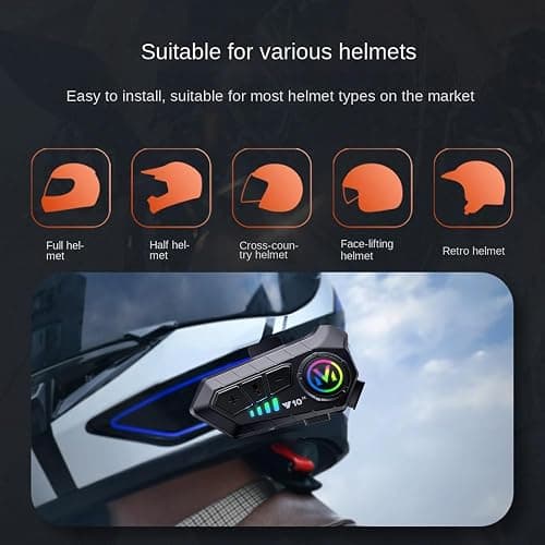 Motorcycle Helmet Bluetooth Intercom IP65 Waterproof Talk Noise Cancelling Dual Communication, 1000mAh Long-Lasting Battery, Helmet Talk Intercom Headset for Riders and Outdoor Adventures (2 Pack) thumbnail 4