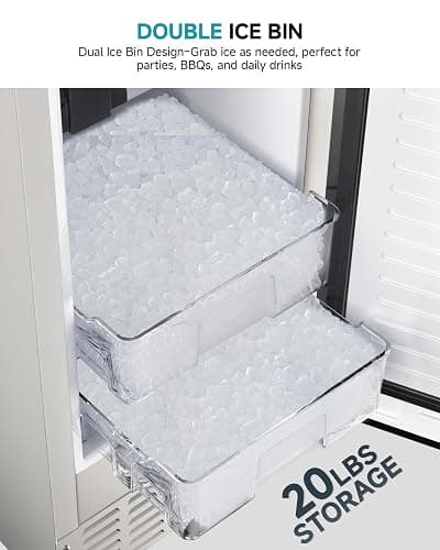 EUHOMY Under Counter Nugget Ice Maker Machine, 70Lbs/Day, Bulit-in Freestanding Ice Maker with Double Ice Baskets, Self-Cleaning & 24H Timer Ice Machine, for Home Use(Silver) thumbnail 3