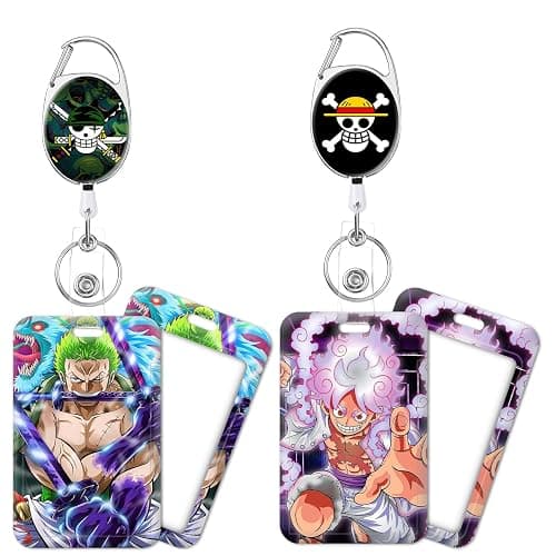 Pounchi Fight Anime Retractable Badge Reels (2 Pack) with Cool Name Tag Badge Holder (2 Pack) Cartoon ID Badge Holders Nursing Badge Reel Badge Clip Gifts for Teens Kids - Image 1