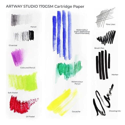 Artway Studio - Carnet de croquis A4 à reliure spirale - Paysage - 96 côtés/48 pages de papier cartouche 170gsm - Carnet de croquis cartonné noir thumbnail 6