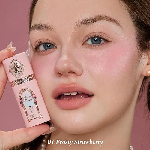 Flower Knows Strawberry Kiss Treasure Set 7 Pieces Makeup Gift Kit,Includes Make-up Palette,Solid Perfume,Lip Cream,Liquid Blush,Hand Mirror,Hair Clip,Powder Puff for Women Girls(Strawberry Treasure) thumbnail 3