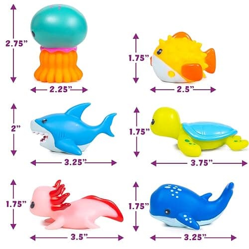 Tub Works® Under the Sea™ Light Up Bath Toys, 6 Pack | Water-Activated Light Up Toys Flash & Change Color | Easy-Grip Baby & Toddler Bath Toys | Sensory Bathtub Toys with Bath Lights for Kids Bath thumbnail 2
