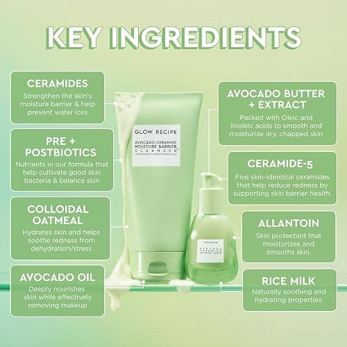 Glow Recipe Library Skincare Gift Set - Avocado Face Wash + Face Serum + Facial Toner + Guava Eye Cream + Hyaluronic Acid Moisturizer + Dew Drops + Strawberry Smooth Serum + 2 Hair Clips (10 Count) thumbnail 4