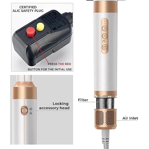Blow Dryer Brush 7 in ONE，Autowrap Curling Wand, 110,000 RPM High-Speed Negative Ionic Hair Dryer with Diffuser Concentrator, Round Brush Blow Dryer Air Styler, Volumizing Hair Styling Tools thumbnail 6