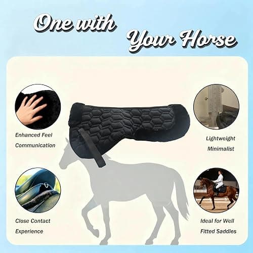 DayoVortex Half pad for English Saddle Black Anti-Slip Corrective Breathable Horse Saddle pad - Comfortable English Saddle Half pad for Better fit thumbnail 2