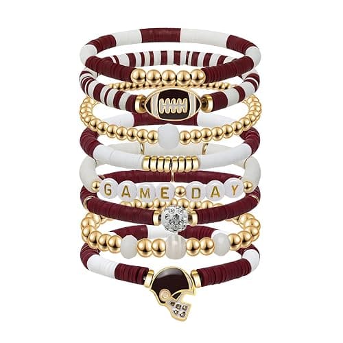 Artlunar Game Day Football Charm Bracelet: Stackable Sports Jewelry for Moms & Dads - Perfect for Football Fans - Image 1
