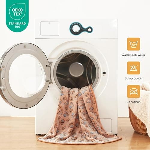1 Pack 3 Blankets Super Soft Fluffy Premium Fleece Pet Blanket Flannel Throw for Dog Puppy Cat Paw Brown/Pink/White Small(23x16 inch) thumbnail 5