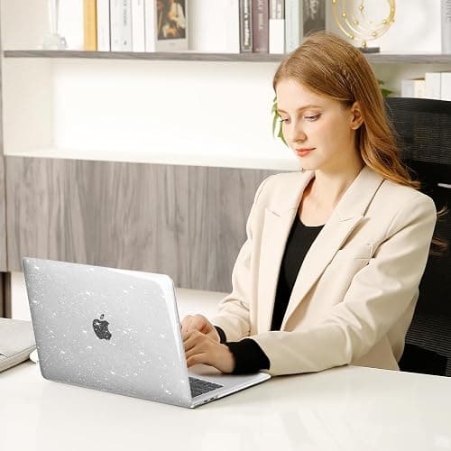 MOSISO Compatible with MacBook Air 13 inch Case 2025 2024 2023 2022 M4 A3240 M3 A3113 M2 A2681, Sparkly Glitter Hard Shell&Keyboard Cover&Screen Film&Pouch for MacBook Air 13.6 inch Case, Transparent thumbnail 7