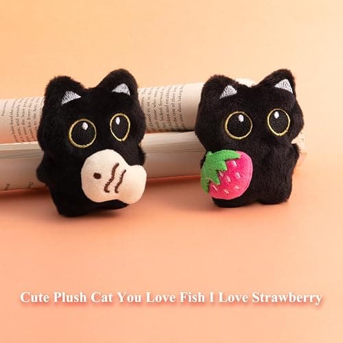HONYJOOM Bag Charm Cute Black Cat Plush Keychain Backpack Purse Key Chain Accessories Gifts for Women thumbnail 9
