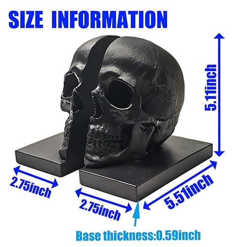 LuckyVin Black Skull Head Skeleton Decorative Statue Unique Design Split Resin Sculpture Home Decoration Gothic Art Piece Halloween Decor (Black) thumbnail 3
