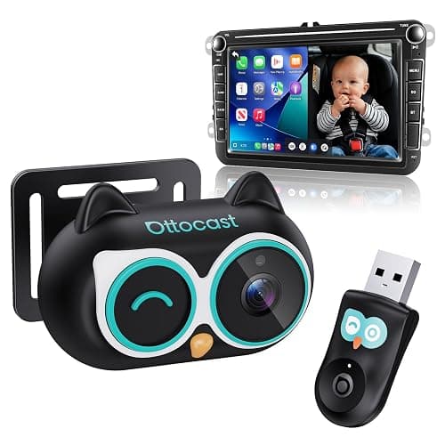 OTTOCAST Cabin Care Baby Camera for Car, 1080P Baby Car Camera with HD Night Vision, Wireless CarPlay Adapter, 150° Wide Angle, Real-Time Rear Seat Monitor - Image 1