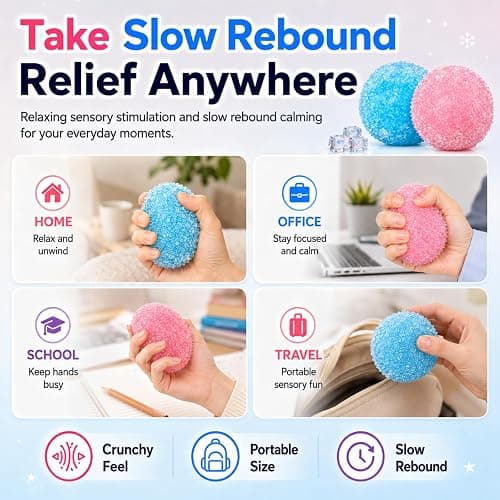 2Pc Crunchy Squishy Stress Ball, Slushy Squishy Fidget Toy, Crunchy ASMR Feel, ice-Skin slushy Texture, moldable Squeeze Play, and Portable Stress Relief (J- 2Pc) thumbnail 4