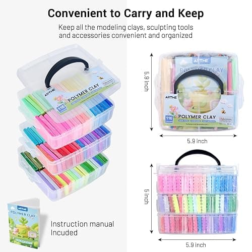 Artme Polymer Clay, 116 Colors Oven Bake Modeling Clay Starter Kits for Kids, Creative Polymer Clay Kit with Sculpting Tools and Jewelry Accessories, Non-Toxic, Ideal DIY Gifts for Adults and Teens thumbnail 3