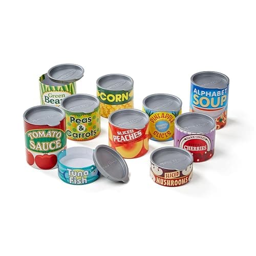 Melissa & Doug Let's Play House, 10 Grocery Cans with Removable Lids, Toy Food & Play Kitchen Accessories, Preschool Learning Toys for Girls & Boys 3+ thumbnail 4