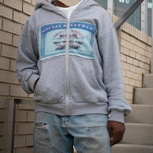 Zip up Hoodie Y2k Oversized Graphic Hoodies Unisex Grunge Jackets Streetwear Vintage 2000s Emo Clothes thumbnail 5