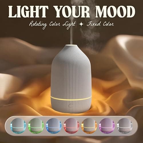 SALUBRITO Essential Oil Diffuser, 100ml Ultrasonic Aroma Diffuser for Essential Oil with Auto Shut-Off, 7 Colour LED Lights, Cool Mist Humidifier for Home, Office, Bedroom, White thumbnail 4