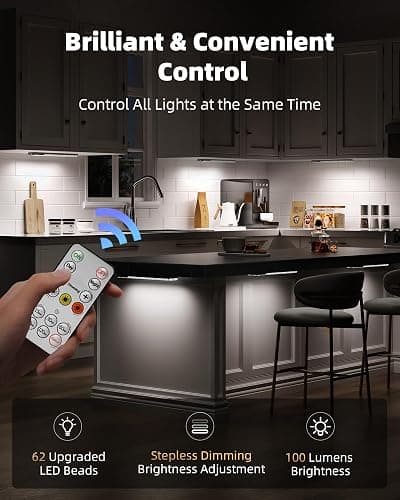EZVALO Under Cabinet Lighting with Charging Station, Motion Sensor Lights | 6-Pack with Remote, 2000mAh Rechargeable Battery, Wireless, Magnetic, Timer, 3 Color Temps, Kitchen, Closet and More thumbnail 4