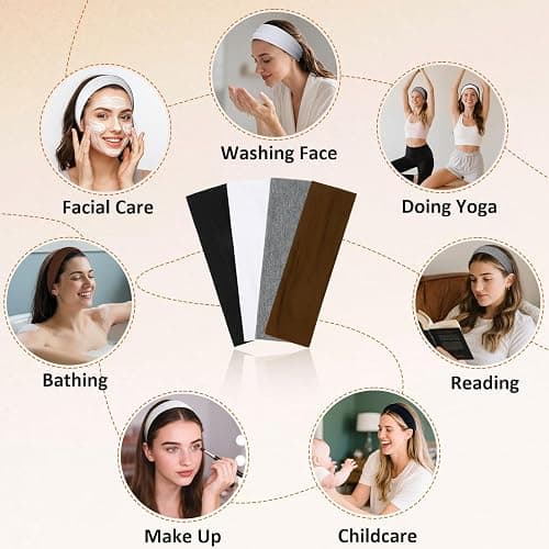 Huachi Headbands for Women Non Slip 16 Pack Elastic Sports Hair Bands for Women, Soft Cotton Cloth Headband for Workout Yoga Fashion Hair Accessories, Black White Gray Trendy Head Bands thumbnail 6