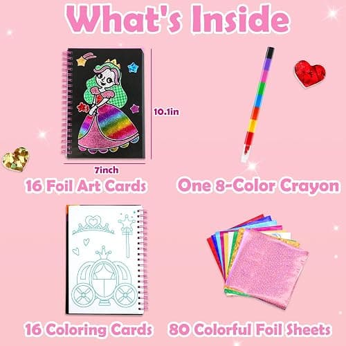 FUNNYB&G Foil Art Craft for Kids - Christmas Crafts Gift Party Favors Stocking Stuffers for Kids Fun Art Supplies Creative Birthday Gift Travel Toys for Girls Boys 4 5 6 7 8 9 Years Old(Princess) thumbnail 5
