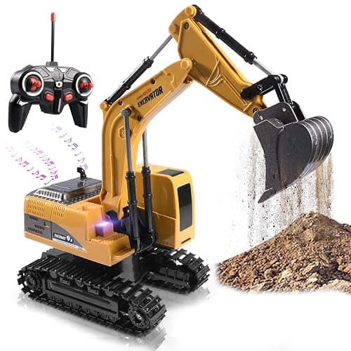 Onadrive Construction Excavator Toy - Kids Toy Engineering Digger Truck, Remote Control Rechargable Hydraulic Car for 3 4 6 7 8 Year Old Boys Girls, Educational Toys for Kids & Children - Image 1