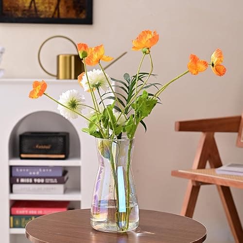 8 inch Iridescent Glass Flower Vases for Centerpiece Table Home Indoor Desk Decor,Ins Modern Boho Style Vase for Wedding Housewarming Gift thumbnail 2