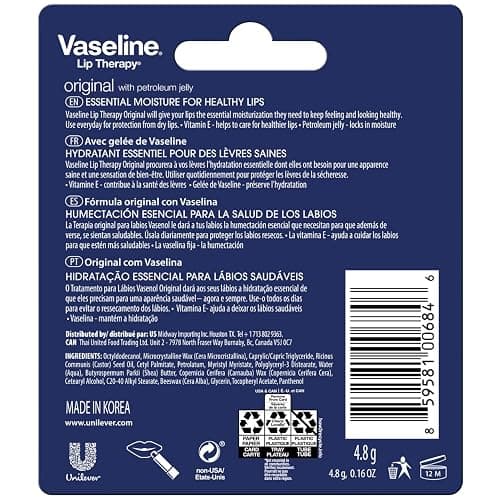 Vaseline Lip Therapy Original 8-Pack – Lip Moisturizer for Dry, Cracked Lips, 0.16 Oz Ea thumbnail 2