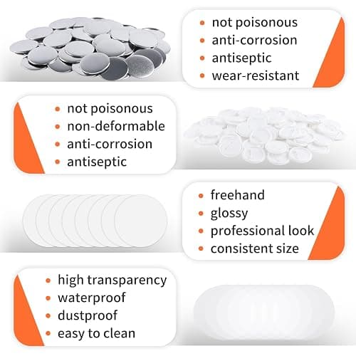 200 Sets 58mm/2.25 inch Button Maker Supplies, Pin Back Button Parts for Button Maker Machine 58mm, Including Metal Covers, Plastic Back Covers, Clear Plastic Film&Blank Paper thumbnail 3