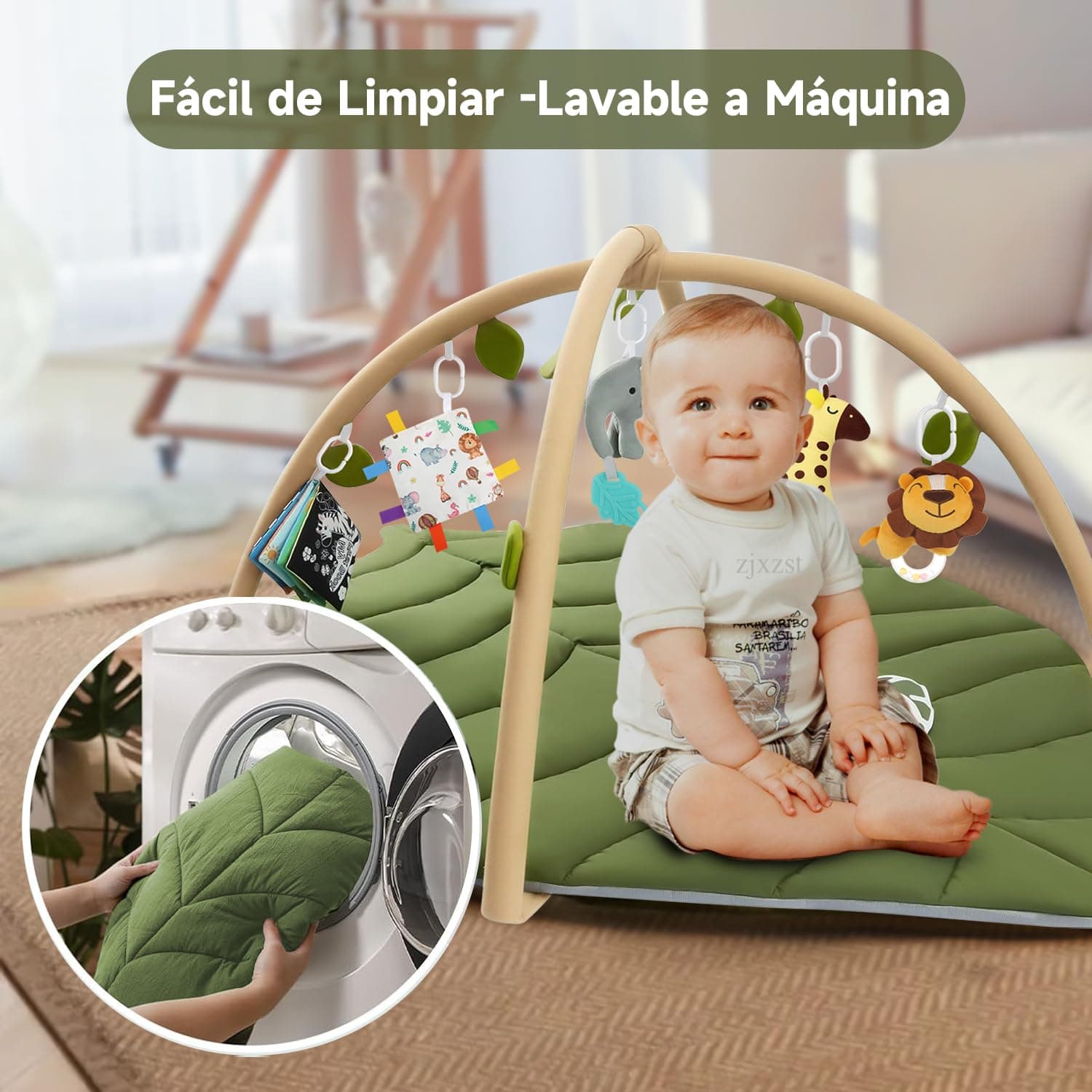 Muja Gimnasio para Bebe, Baby Einstein Extra Grande con 6 Juguetes Extraíbles, Tapete para Bebe que Favorece el Desarrollo Sensorial y Motor del Bebé thumbnail 5