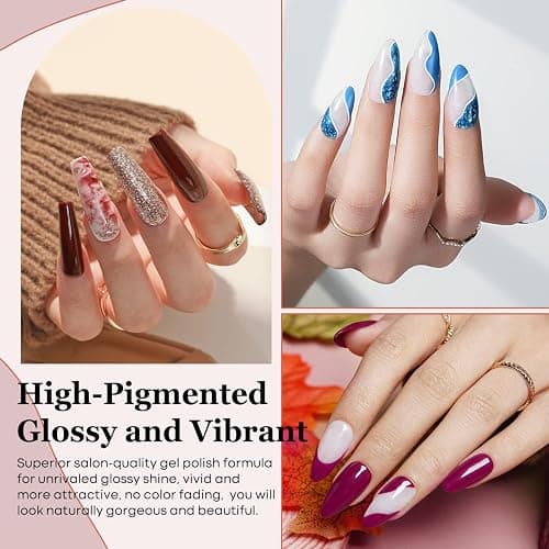 Modelones 24 Pcs Gel Nail Polish Kit, 20 Colors Pink Blue Glitter Nail Polish Gel with Glossy & Matte Top Coat Base Coat Starter Kit Soak Off U V Gel LED Manicure Gift for Women DIY Home Salon thumbnail 2