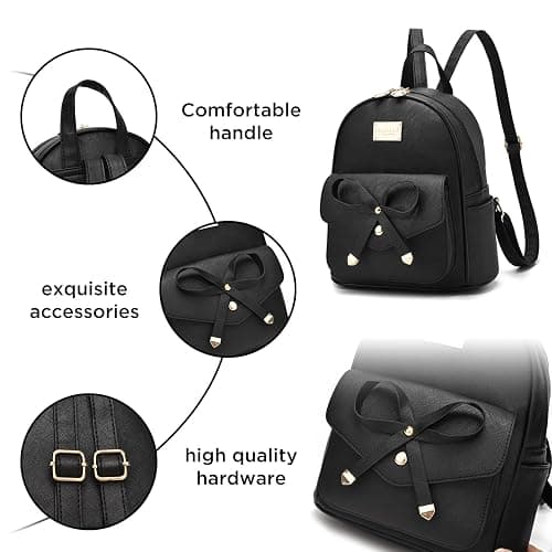 I IHAYNER Girls Bowknot Cute Leather Backpack Mini Backpack Purse for Women thumbnail 6