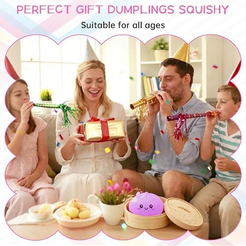 Mystery Dumpling Squishy Toy,Dumpling Stress Ball, Anxiety Relief,Fidget Toys Adults & Teens,Bun with Food Steamer Stretchy Desk Toys(Purple) thumbnail 7