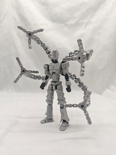 T13 3D Action Figure Set (Assembly Completed) 2 Pcs, 3D Printed Multi-Jointed, Titan 13 Action Figures, Multi-Articular Lucky Mobile Robot Nova,Desktop Decorations for Game Lovers Toys (Sliver Gold) thumbnail 2