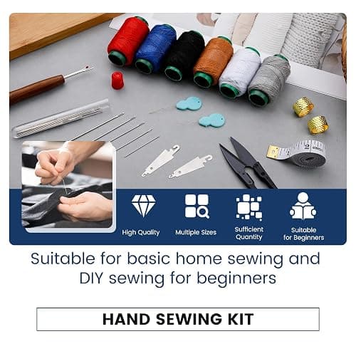 TLKKUE Sewing Kit for Adults, Steel Needles for Hand Sewing | 40 Pcs Sewing Kit with Sewing Needles Storage Bag Threads Thimbles Seam Rippers for Repair Clothing(6Color Upholstery Thread) thumbnail 3