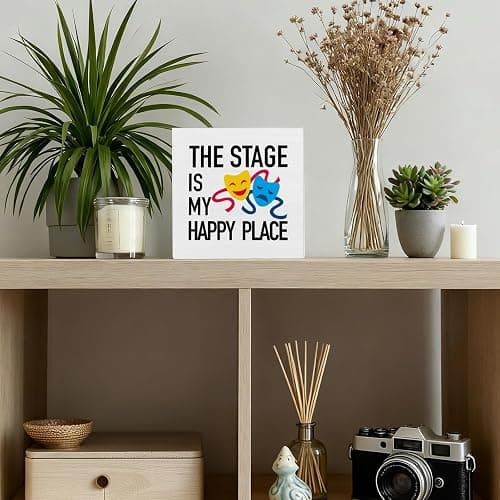 Theater Gifts, Musical Theater Decor, The Stage is My Happy Place Theatre Home Wooden Box Sign, Gifts for Musical Lovers thumbnail 5