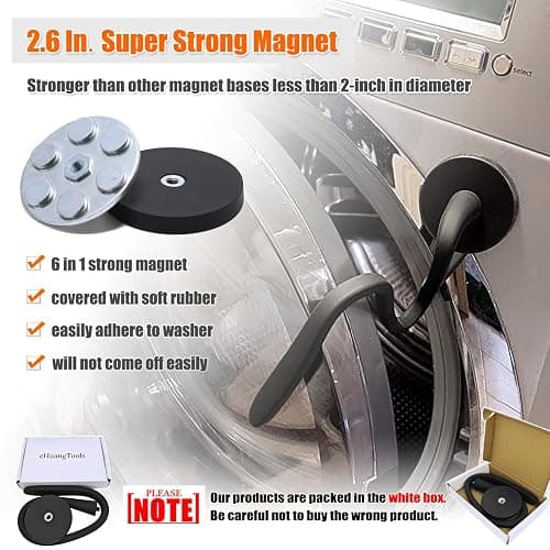 Front Load Washer Door Prop, Removable Flexible Washer Door Stopper, Magnetic Washing Machine Door Holder with 66mm Magnet Base, Keep Washer Door Open to Prevent Odors (Black) thumbnail 4
