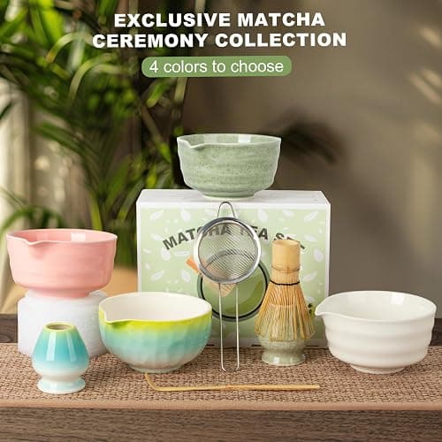 Dayacoco Matcha Whisk Set, Ceramic Matcha Kit Set Includes Bowl with Spout, Matcha Whisk, Holder, Bamboo Scoop and Sifter, 5 pcs Matcha Tea Kit for Matcha Beginner and Lovers, Gift Christmas, Birthday thumbnail 8