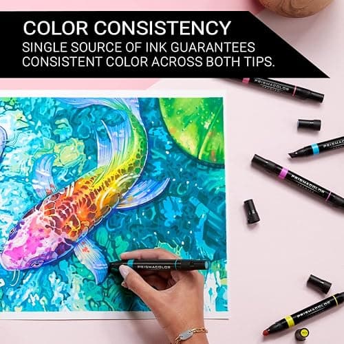 Prismacolor Premier Dual-Ended Art Markers, Chisel and Fine Tips, Hyper Bright Colors, 12 Count - Art Supplies, Alcohol-Based Ink, Coloring, Creative, Artist, Holiday Gift, Adult Coloring thumbnail 4