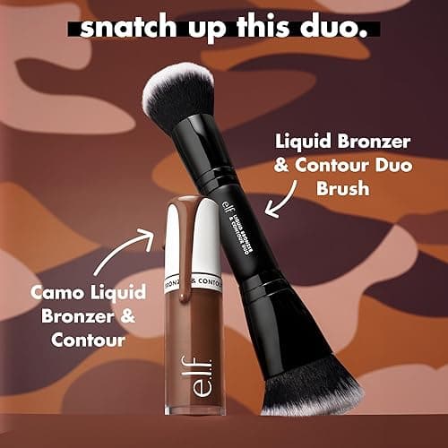 e.l.f. Liquid Bronzer & Contour Duo Brush, Silky Highly Pigmented Formula with Dual-ended Makeup Brush, Synthetic Bristles, 100% Vegan and Cruelty-Free thumbnail 4