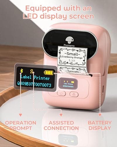 Phomemo M110 Label Maker Machine- with 3 Label Bluetooth Label Maker for for Business Labeling, Barcode, Office, Cable, Retail, with Fonts Choose, Icons, Templates, Pink thumbnail 6