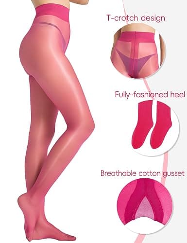 LABELLA Multicolor 15D Shiny Tights Ultra Sheer Stylish Pantyhose with Silky Smooth & Nude-Invisible Feel thumbnail 4